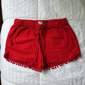 J. Crew Red High Waist Pom-Pom Shorts